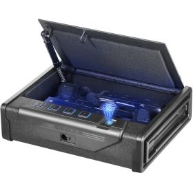 Gun Safe for Pistols, Biometric Gun Safe with Three Quick Access Ways of Fingerprints, Passwords and Keys, Handgun Safe for 2 Pistols for Home