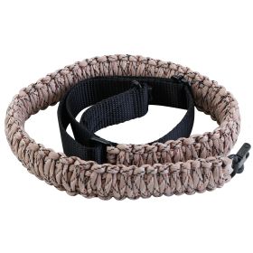 Tactical Paracord Sling Adjustable Paracord Strap Gun Belt Rifle Gun Sling w/ Dual Point 360 Degree Swivel Rotating Latches (Option: GunSlingBlackTanCamo)